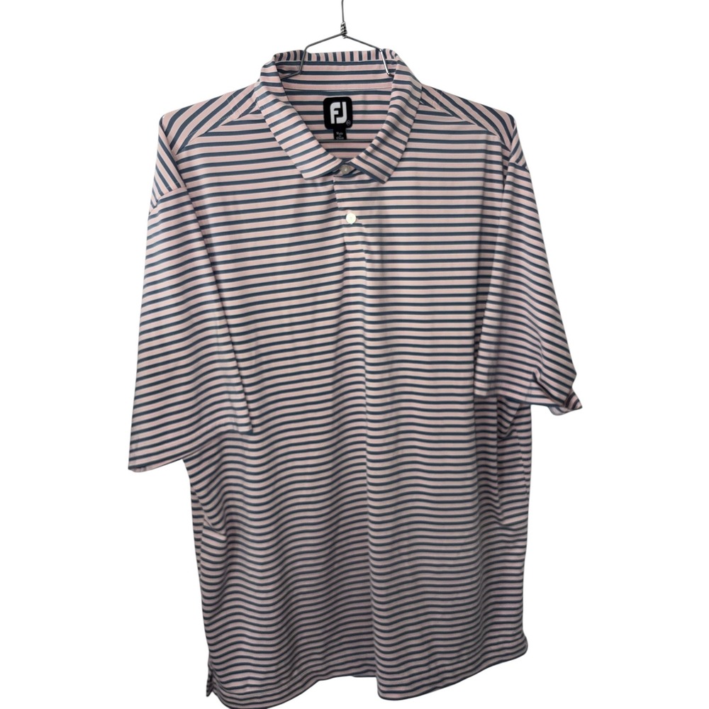 FootJoy Mens 2XL ProDry Striped Golf Polo Shirt Pink Gray 29572